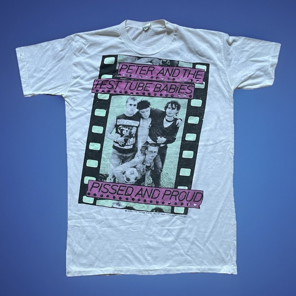 Vtg 1982 Peter And The Test Tube Babies T-Shirt Pissed And Proud Bruce Elliott L